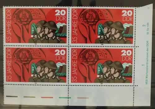 DDR 2899 postfrisch als Viererblock mit Eckrand #GF343