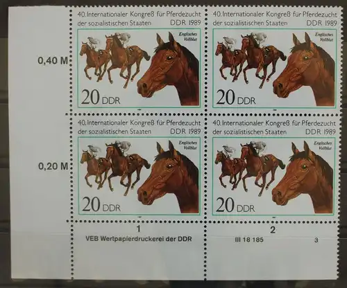 DDR 3262 postfrisch als Viererblock mit Eckrand #GF381