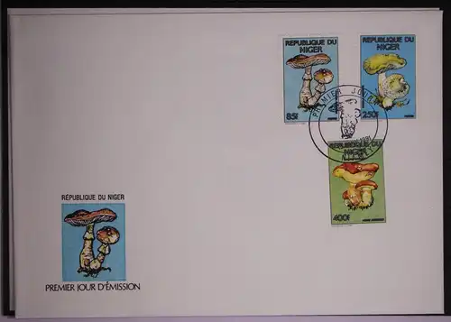 Niger 1108, 1111-1112 und Block 55 postfrisch als FDC / Pilze #GC271