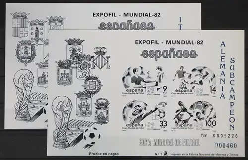 Spanien Schwarzdrucke Block 25-26 postfrisch Fußball #GC491