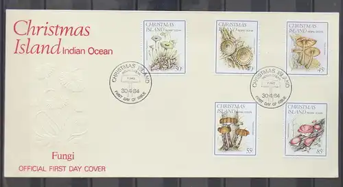 Weihnachts-Inseln 187-191 gestempelt als FDC / Pilze #GC415