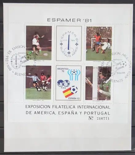 Argentinien Block 28 gestempelt als FDC / Fußball #GC539