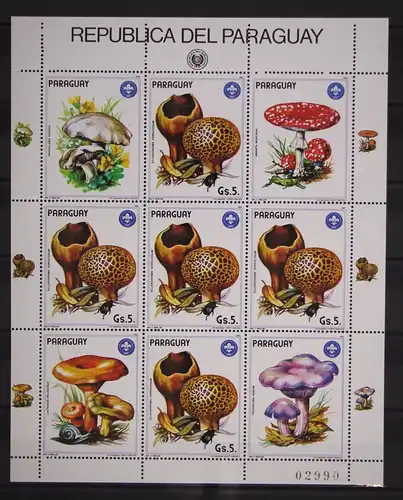Paraguay Kleinbogen 3841 postfrisch Pilze #GC305