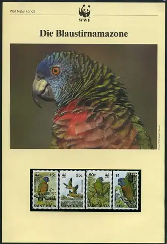 St. Lucia 1987 WWF komplettes Kapitel postfrisch MK FDC Papageien #GI418