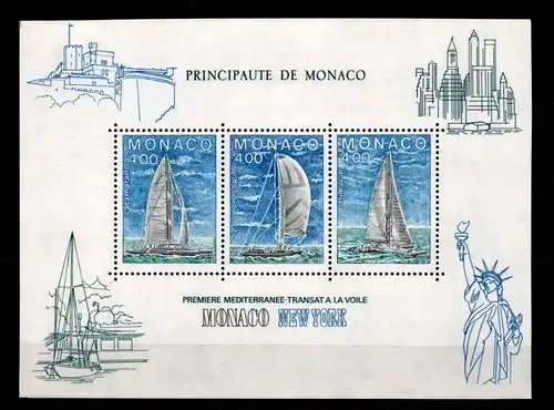 Monaco Block 30 mit 1709-1711 postfrisch Schifffahrt #GJ559