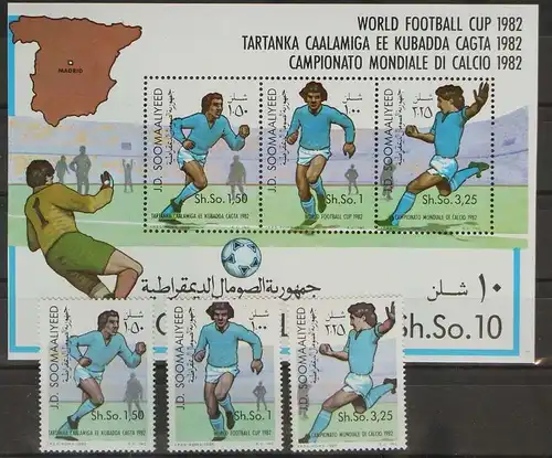 Somalia 315-317 und Block 12 postfrisch Fußball #GC486