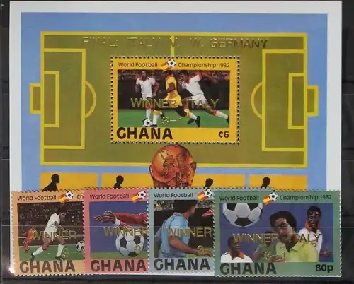 Ghana 968-971 und Block 99 postfrisch Fußball #GC510
