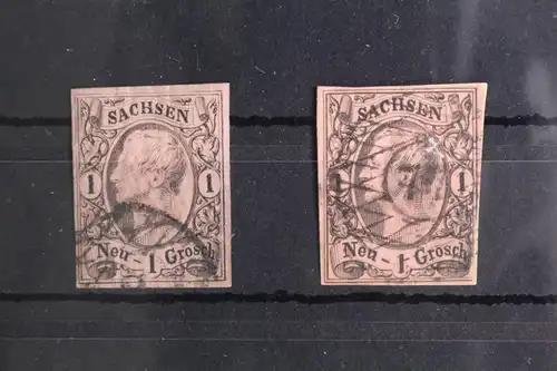Sachsen 9 (2x) gestempelt auf Briefstück und als Marke #GH618