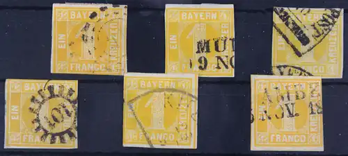 Bayern 8 (6x) gestempelt kleines Lot mit Mängeln #GA133
