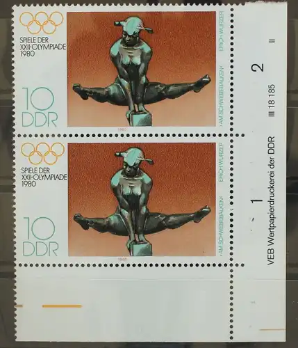 DDR 2503 postfrisch als Zweierblock mit Eckrand #GF355