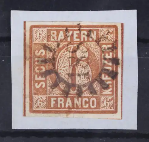 Bayern 4 Typ II gestempelt gMR 188, breitrandig auf Briefstück #GA169