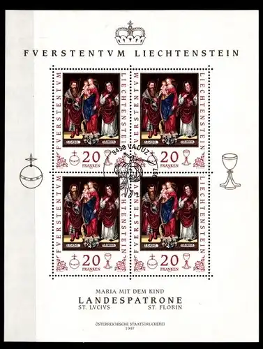 Liechtenstein 1151 gestempelt als Kleinbogen #GF939