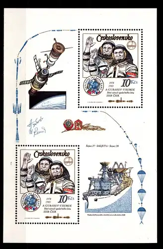 Tschechoslowakei Block 53 mit 2 x 2710 postfrisch Raumfahrt #GJ561