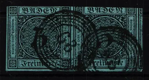 Baden 8 gestempelt N5 68, waagerechtes Paar oben berührt #GH985