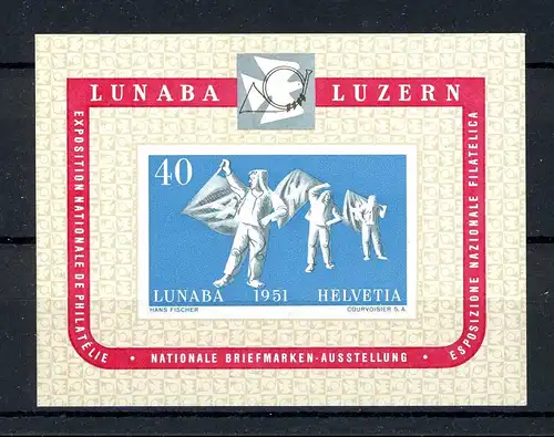 Schweiz Block 14 postfrisch Lunaba 1951 #2A138