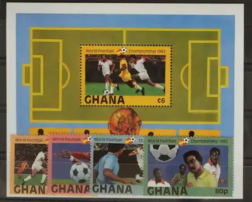 Ghana 945-948 und Block 97 postfrisch Fußball #GC487