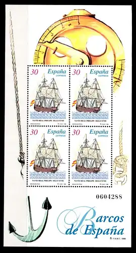 Spanien Block 62 mit 4 x 3264 postfrisch Schifffahrt #GJ530