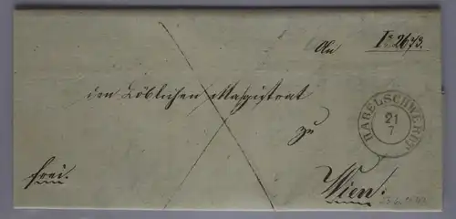 Habelschwerdt auf Brief gestempelt mit K2 nach Wien, 23.6.1847 #GM072