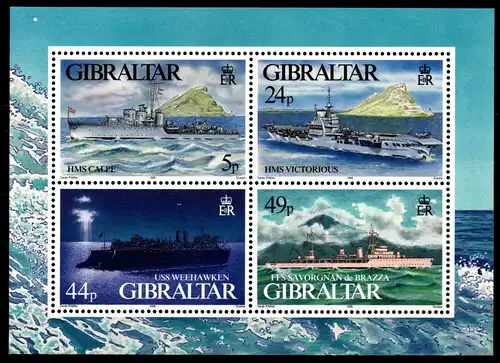 Gibraltar Block 22 mit 718-721 postfrisch Schifffahrt #GJ851