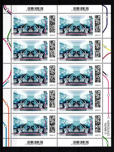 BRD 3593 postfrisch als Kleinbogen, U-Bahn Stationen, Nominale #GL535