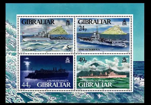 Gibraltar Block 22 mit 718-721 postfrisch Schifffahrt #GJ852