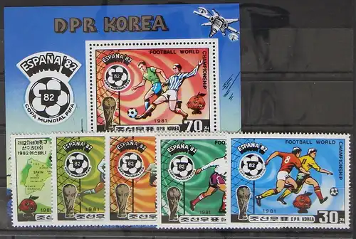 Korea 2099-2103 und Block 94 postfrisch Fußball #GC535