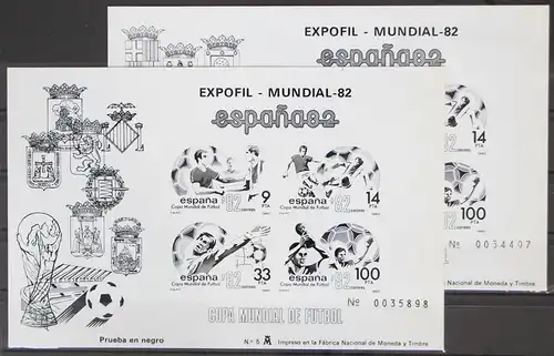 Spanien Schwarzdrucke Block 25 und 26 postfrisch Fußball #GC538
