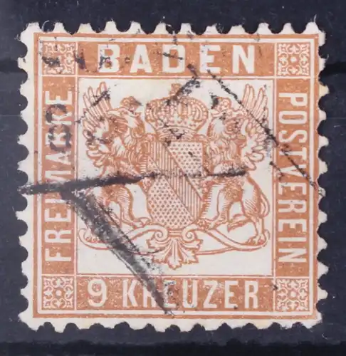 Baden 20 gestempelt gestempelt K2, gute Zähnung, leicht falzhell #GA065