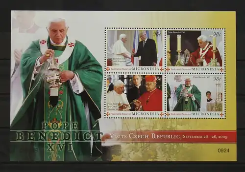 Mikronesien 2056-2059 postfrisch als Kleinbogen, Papst Benedikt XVI #GH022