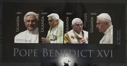 Uganada 2740-2743 postfrisch als Kleinbogen, Papst Benedikt XVI #GH039