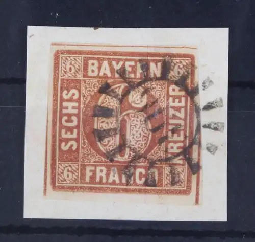 Bayern 4 Typ II gestempelt gMR 306, breitrandig auf Briefstück #GA179