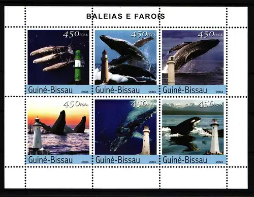 Guinea Bissau 2782 -2787 postfrisch Kleinbogen Meerestiere #GJ634