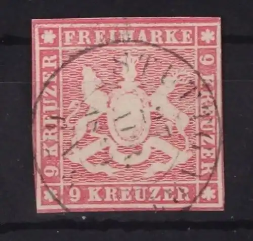 Württemberg 9a gestempelt Stuttgart, tiefst gepr. BPP #GM066