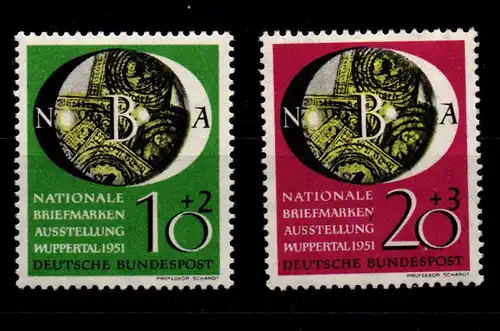 BRD Bund 141-142 postfrisch Nationale Briefmarkenausstellung Wuppertal #GK874