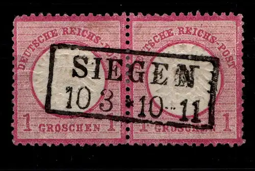Deutsches Reich 19 gestempelt waagerechtes Paar, R2 Siegen #GN904