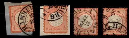 Deutsches Reich 18 gestempelt 4 Stück mit Hufeisenstempel #GM610