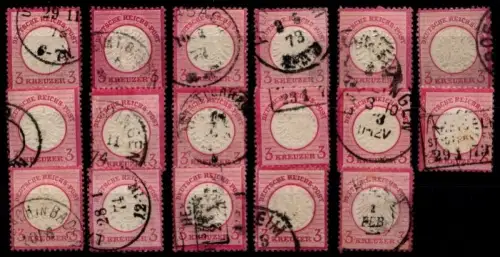Deutsches Reich 25 gestempelt insgesamt 17 verschiedene Stücke #GM618