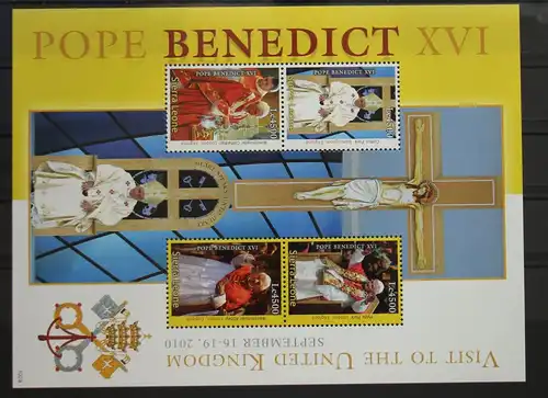 Sierra Leone 5419-5422 postfrisch als Kleinbogen, Papst Benedikt XVI #GH037