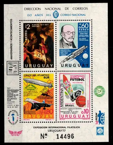 Uruguay Block 33 mit 1457-1460 postfrisch Luftfahrt #GO692