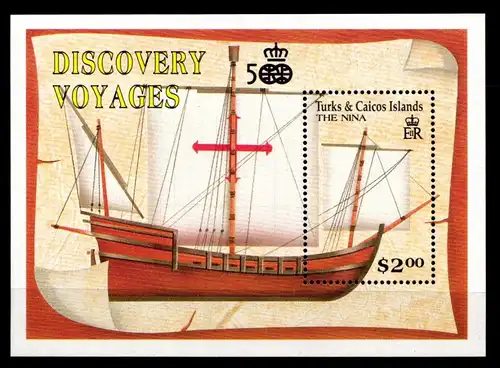 Turks und Caicos Block 97 mit 977 postfrisch Schifffahrt #GN031