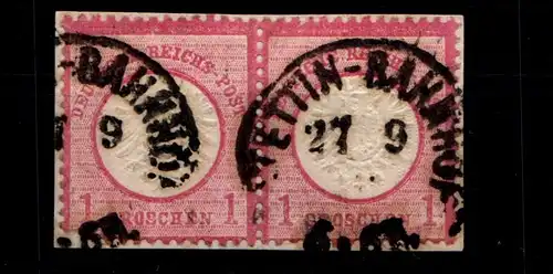 Deutsches Reich 19 (2x) gestempelt waagerechtes Paar auf Briefst. #GO039