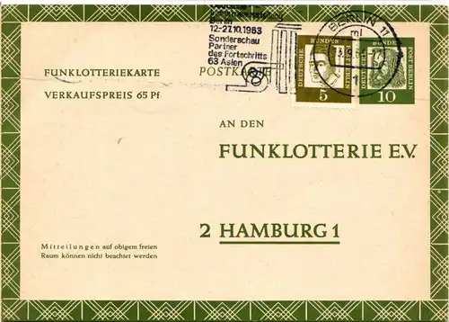 Berlin FP6 als Ganzsache mit Zusatzfrankatur #BC895