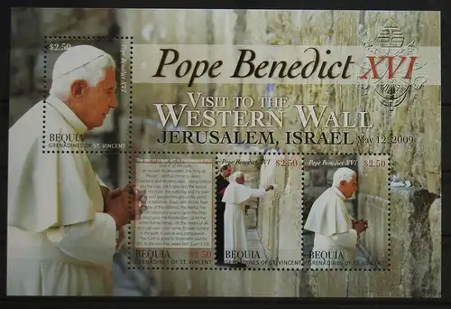 St. Vincent Bequia 612-615 postfrisch als Kleinbogen, Papst Benedikt XVI #GH003