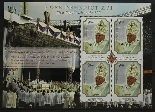 Mikronesien 1908 postfrisch als Kleinbogen, Papst Benedikt XVI #GH001