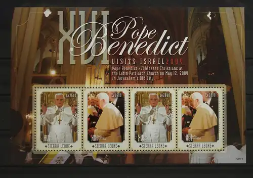 Sierra Leone 5248-5251 postfrisch als Kleinbogen, Papst Benedikt XVI #GH004