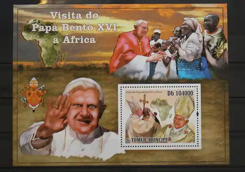 Sao Tome e Principe Block 754 postfrisch als Kleinbogen, Papst #GH013