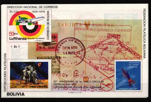 Bolivien Block 104 postfrisch Flugzeuge #GF447