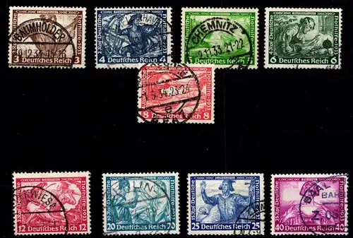 Deutsches Reich 499-507 gestempelt einfachste Zähnung #GM673