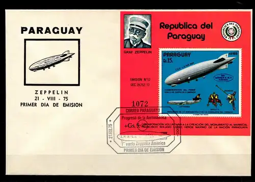 Paraguay Block 246 gestempelt auf Brief Luftfahrt #GO685