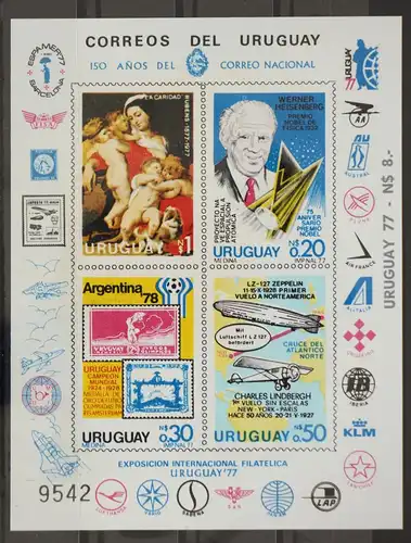 Uruguay Block 34 B postfrisch Wissenschaft #GC806